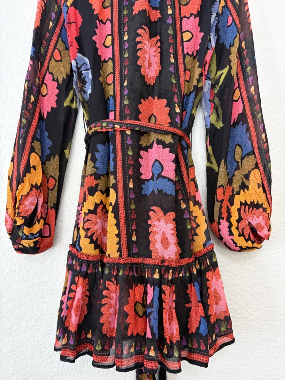Farm Rio Flowers Floral Long Sleeve Mini Dress - Picture 12 of 16